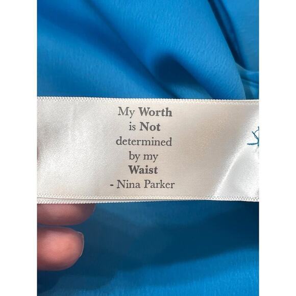 Nina Parker Womens Size 0X Blue Colorblock Button Down Blouse Long Sleeve NEW - Picture 7 of 7